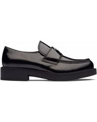 Prada - Chocolate Brushed Leather Loafers Shoes - Lyst
