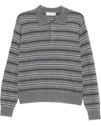 DUNST - Wool Blend Striped Polo Shirt - Lyst
