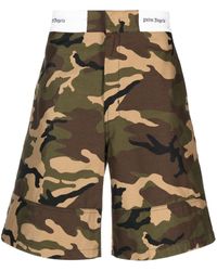 Palm Angels - Camouflage Print Cotton Shorts - Lyst