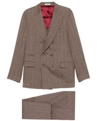 Brunello Cucinelli - Wool And Linen Double-Breasted Suit - Lyst