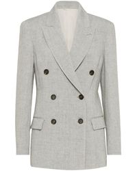 Brunello Cucinelli - Linen Double-Breasted Jacket - Lyst