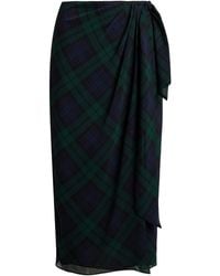 Ralph Lauren - Plaid Tie-Front Georgette Midi Skirt - Lyst