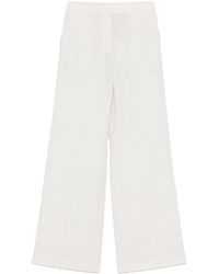 Calvin Klein - Linen Blend Wide Leg Pants - Lyst