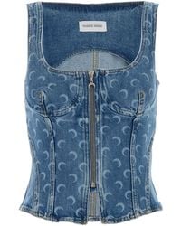 Marine Serre - Moon Denim Bustier Top - Lyst