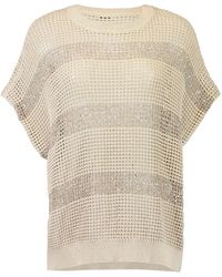 Brunello Cucinelli - Striped Cotton Sweater - Lyst