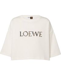 Loewe-Paulas Ibiza - Logo Cropped Cotton T-shirt - Lyst