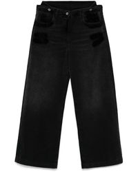 The Attico - Layered Wide Leg Jeans - Lyst