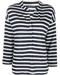 Majestic - Linen Striped Long Sleeve Polo T-shirt - Lyst
