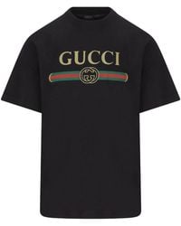 Gucci - Silk Blend Jersey T-Shirt With Print - Lyst