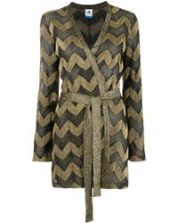M Missoni Chevron-print Tie-waist Cardi-coat - Metallic