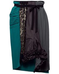 Prada - Patchwork Midi Skirt - Lyst