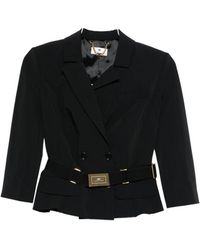 Elisabetta Franchi - Belted Double-Breasted Jacket - Lyst