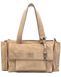 Miu Miu - Utilitaire Suede Leather Tote Bag - Lyst
