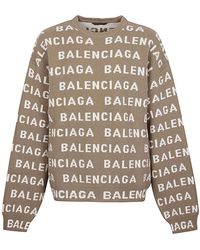 Balenciaga - Maglia In Lana Con Logo Allover - Lyst