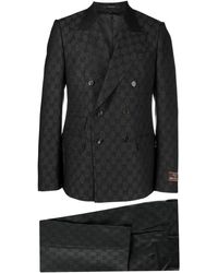 Gucci Monogram Double-breasted Suit - Black