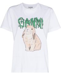 Ganni - Rabbit Logo T-shirt - Lyst