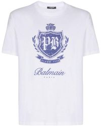 Balmain - T-Shirt With Printed Logo - Lyst
