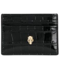 Alexander McQueen Skull Envelope Leather Card Holder in Black | Lyst