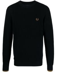Fred Perry - Logo-embroidered Waffle-knit Jumper - Lyst