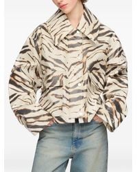 Ganni - Zebra Print Cotton Blend Jacket - Lyst