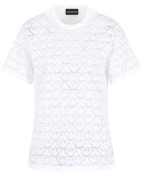Emporio Armani - Devoré Cotton-blend T-shirt - Lyst