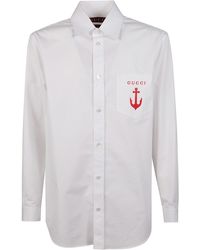 Gucci - Anchor-Embroidered Cotton Shirt - Lyst