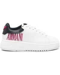 Emporio Armani - Logo Leather Sneakers - Lyst
