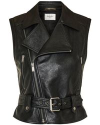 Saint Laurent - Leather Biker Vest - Lyst