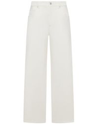 Brunello Cucinelli - Denim Cotton Wide-Leg Trousers - Lyst