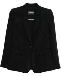 Emporio Armani - Pinstripe Single-Breasted Blazer Jacket - Lyst