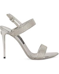 Dolce & Gabbana - Sandalo in raso e termostrass - Lyst