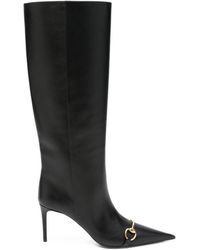 Gucci - Leather Heel Boots - Lyst