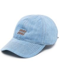 Miu Miu - Logo-Embroidered Denim Baseball Cap - Lyst