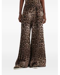 Dolce & Gabbana - Leopard Print Cotton Trousers - Lyst