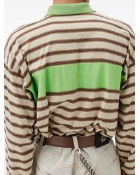 Versace - Embroidered-Logo Striped-Intarsia Cotton Polo Shirt - Lyst