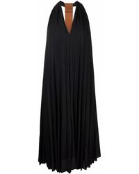 Alysi Plisse' Long Dress - Black