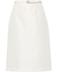 Prada - Logo-buckle Straight Faille Skirt - Lyst