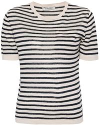 Max Mara - Striped Linen T-Shirt - Lyst