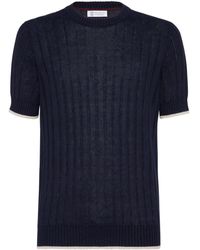 Brunello Cucinelli - Ribbed-knit T-shirt - Lyst