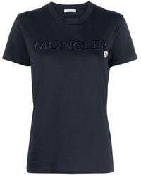 Moncler - Embroidered-logo Cotto T-shirt - Lyst