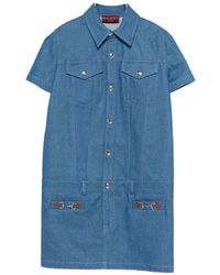 Gucci - Denim Mini Dress - Lyst