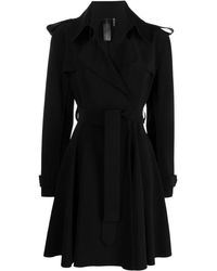 Norma Kamali Double Breasted Trench in Black | Lyst