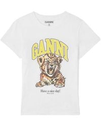 Ganni - Graphic Crew Neck T-Shirt - Lyst