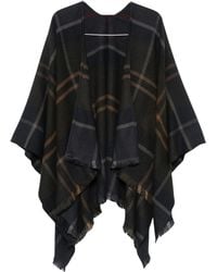 Barbour - Check-Pattern Fringed Cape - Lyst