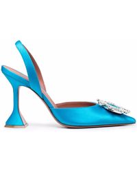 amina muaddi blue heel