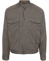 Emporio Armani - Striped Cotton Blouson Jacket - Lyst