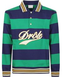 Drole de Monsieur - Logo Stripe Long-Sleeve Polo Shirt - Lyst