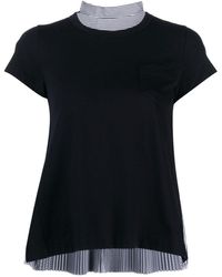 Sacai - Draped-detail Two-tone Cotton T-shirt - Lyst