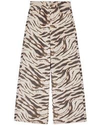 Ganni - Zebra Print Denim Jeans - Lyst