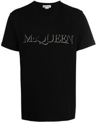 Alexander McQueen Logo Embroidered Short-sleeve T-shirt - Black